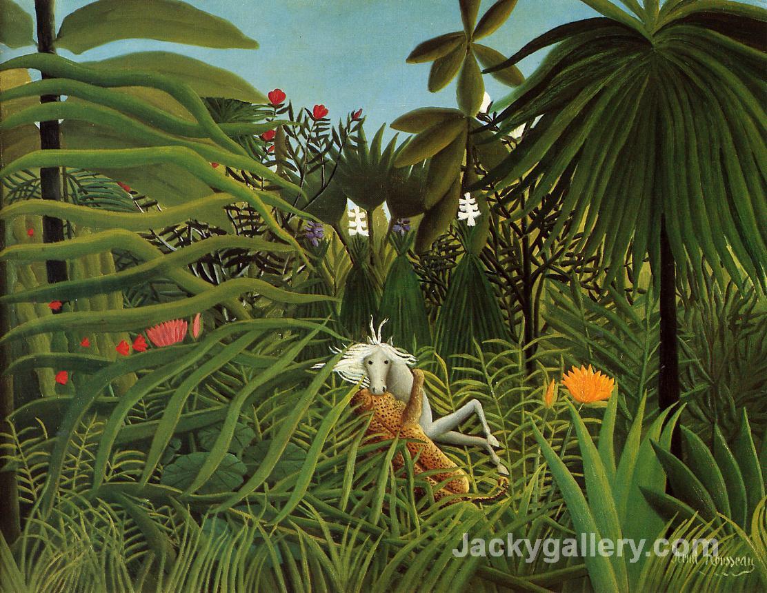 Horse Attacked by a Jaguar by Henri Rousseau paintings reproduction